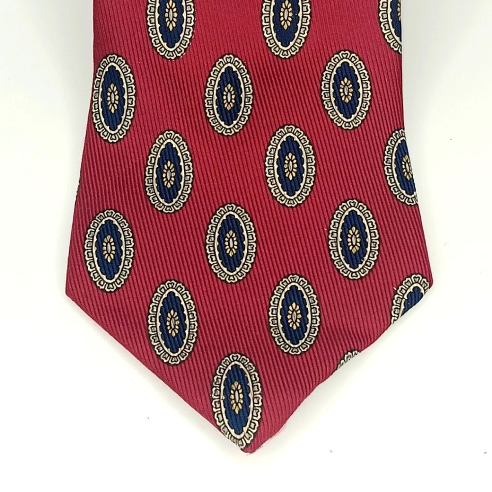 BROOKS BROTHERS Men’s Dark Red Blue Silk Medallion Tie Vintage Bold USA